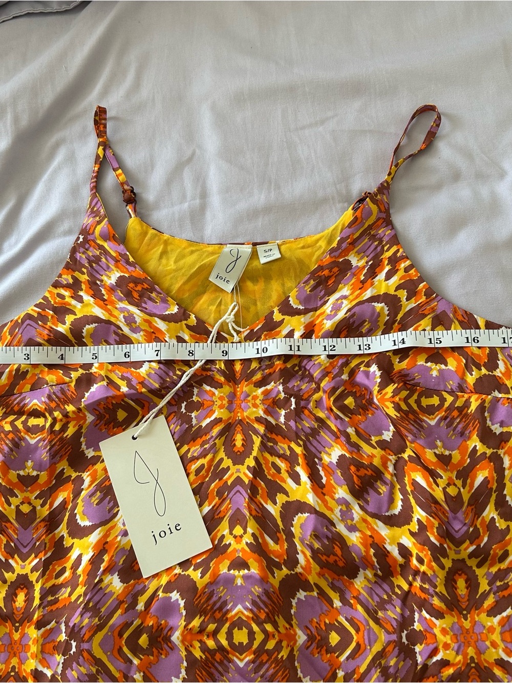 Joie Yellow Orange Purple Printed V-Neck Tank - Picture 5 of 6